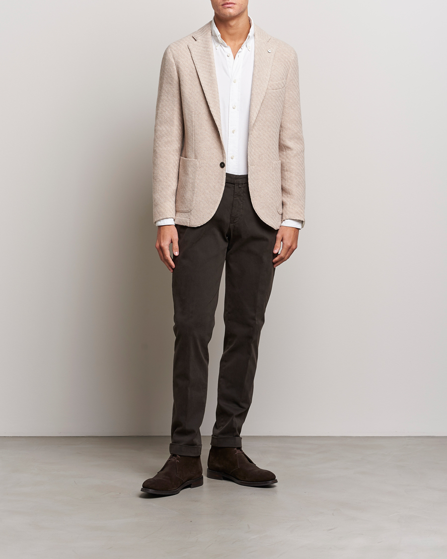 Herren | Sakkos | L.B.M. 1911 | Knitted Punto Wool Structure Blazer Beige
