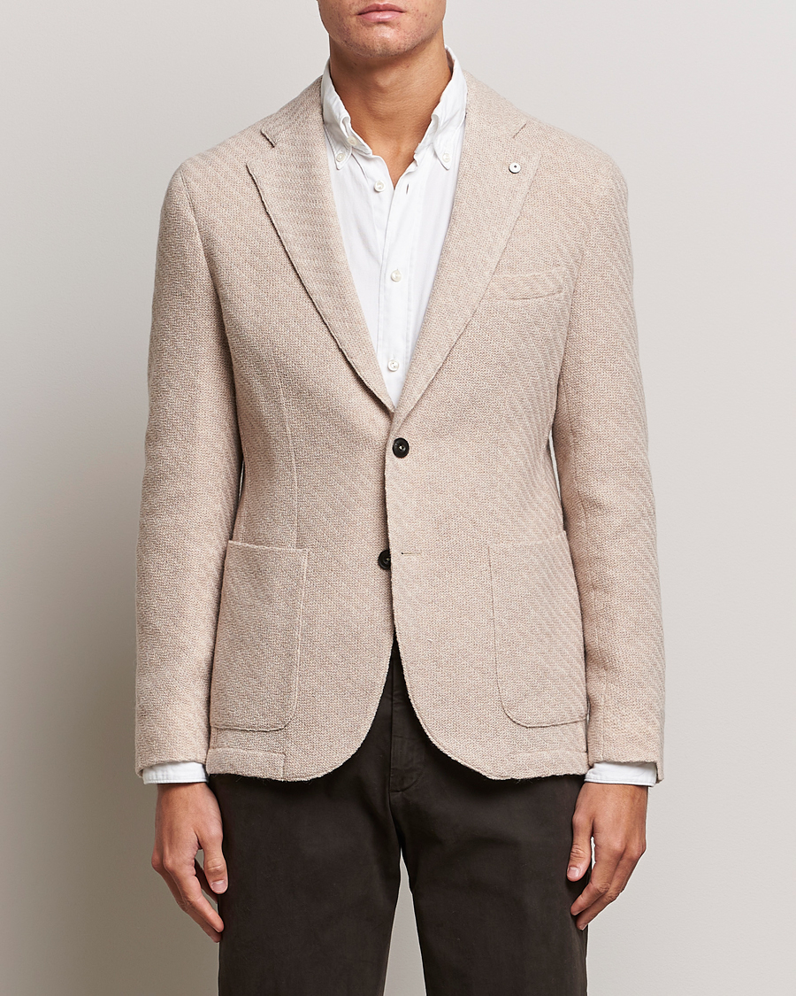Herren | Sakkos | L.B.M. 1911 | Knitted Punto Wool Structure Blazer Beige