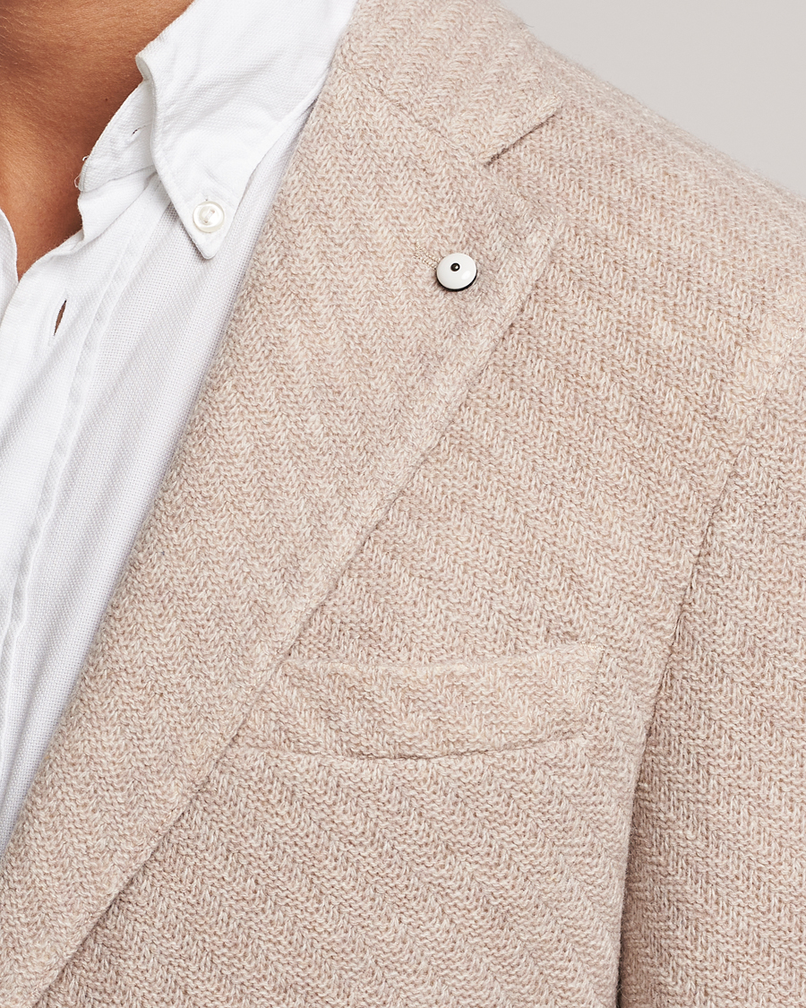 Herren | Sakkos | L.B.M. 1911 | Knitted Punto Wool Structure Blazer Beige