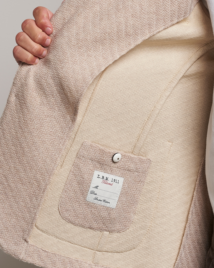 Herren | Sakkos | L.B.M. 1911 | Knitted Punto Wool Structure Blazer Beige