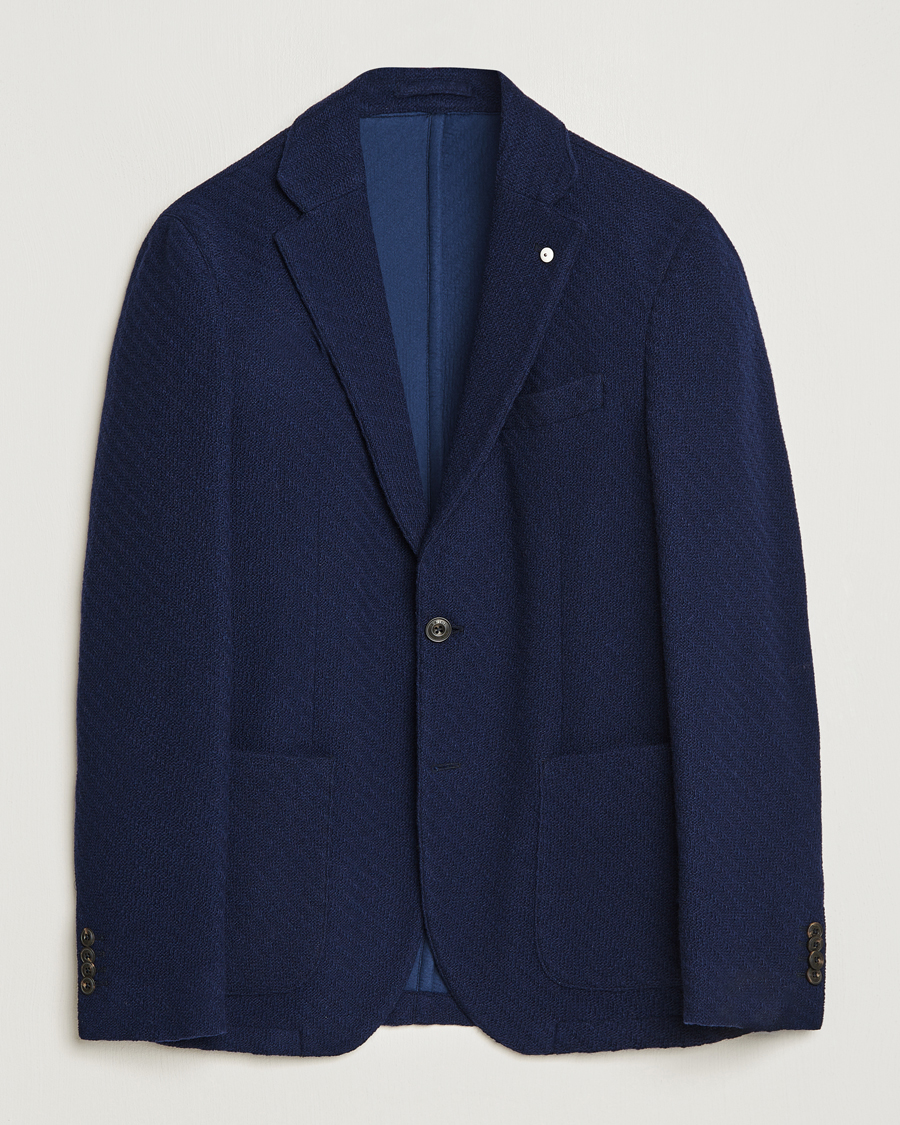 Herren | Sakkos | L.B.M. 1911 | Knitted Punto Wool Structure Blazer Navy