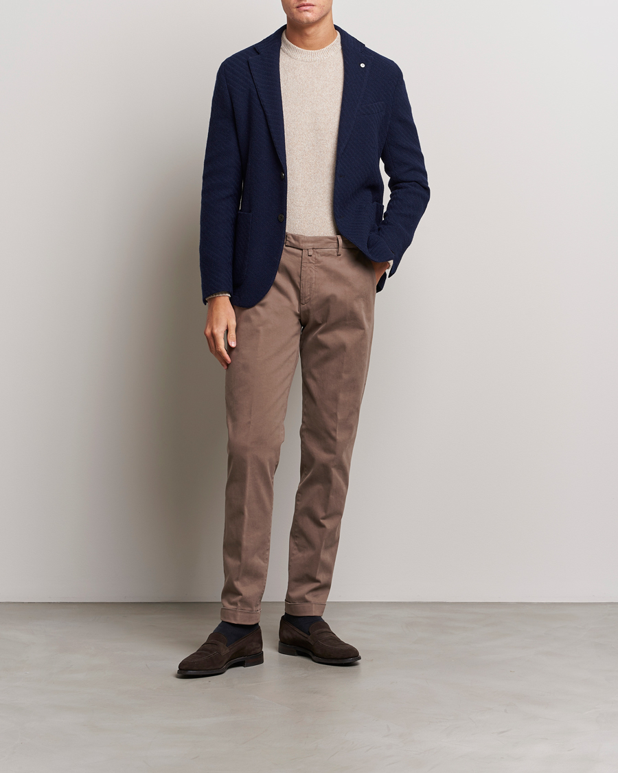 Herren | Sakkos | L.B.M. 1911 | Knitted Punto Wool Structure Blazer Navy