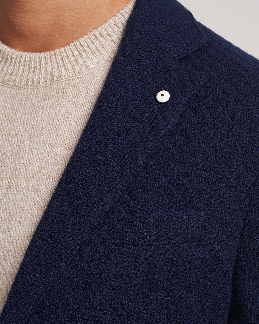 Herren | Sakkos | L.B.M. 1911 | Knitted Punto Wool Structure Blazer Navy