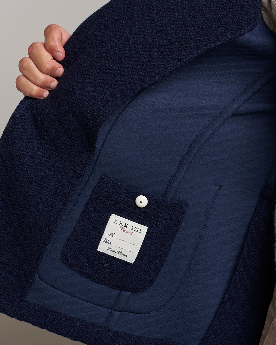 Herren | Sakkos | L.B.M. 1911 | Knitted Punto Wool Structure Blazer Navy
