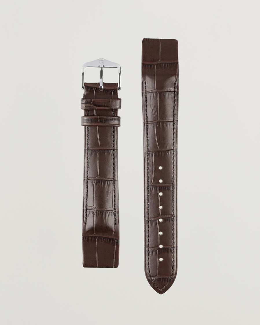 Herren | Uhrenarmband | HIRSCH | Duke Embossed Leather Watch Strap Brown