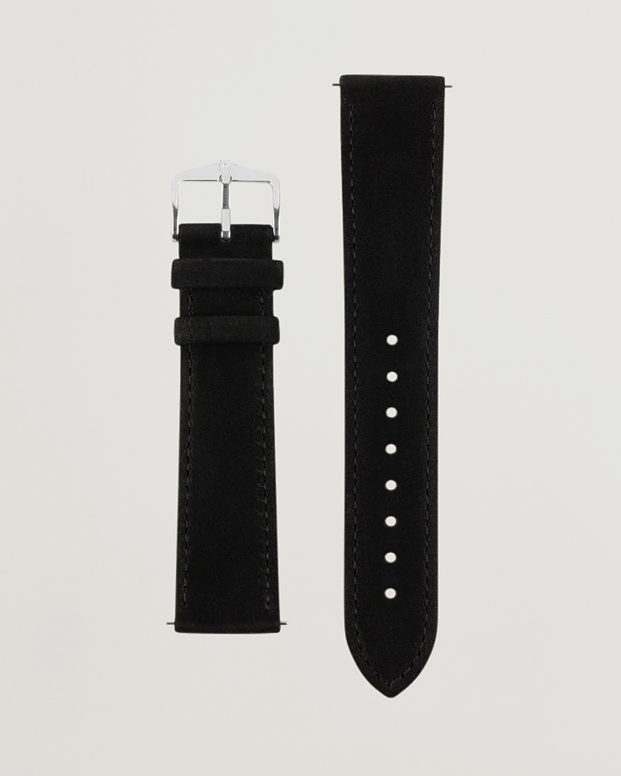 Herren | Uhrenarmband | HIRSCH | Osiris Calf Leather Nubuck Effect Watch Strap Black