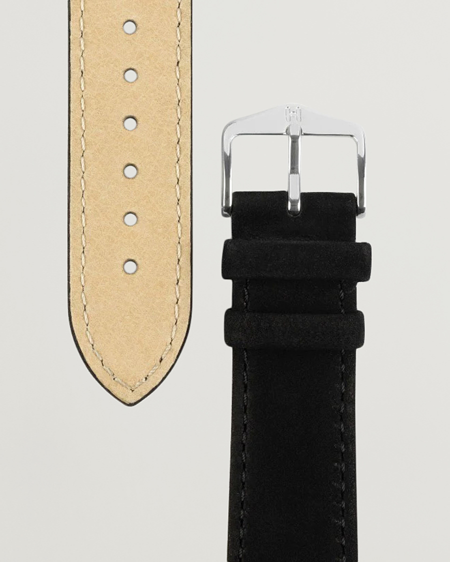 Herren | Uhrenarmband | HIRSCH | Osiris Calf Leather Nubuck Effect Watch Strap Black