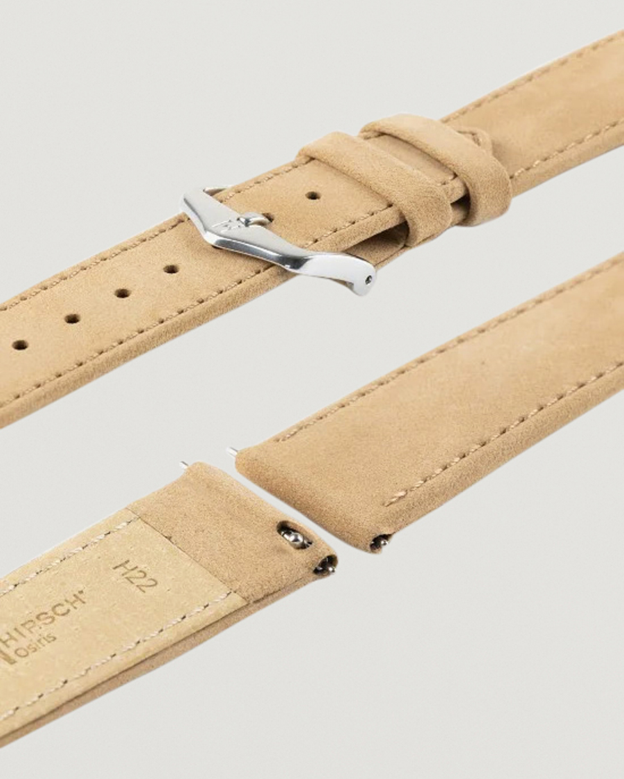 Herren | Uhrenarmband | HIRSCH | Osiris Calf Leather Nubuck Effect Watch Strap Beige