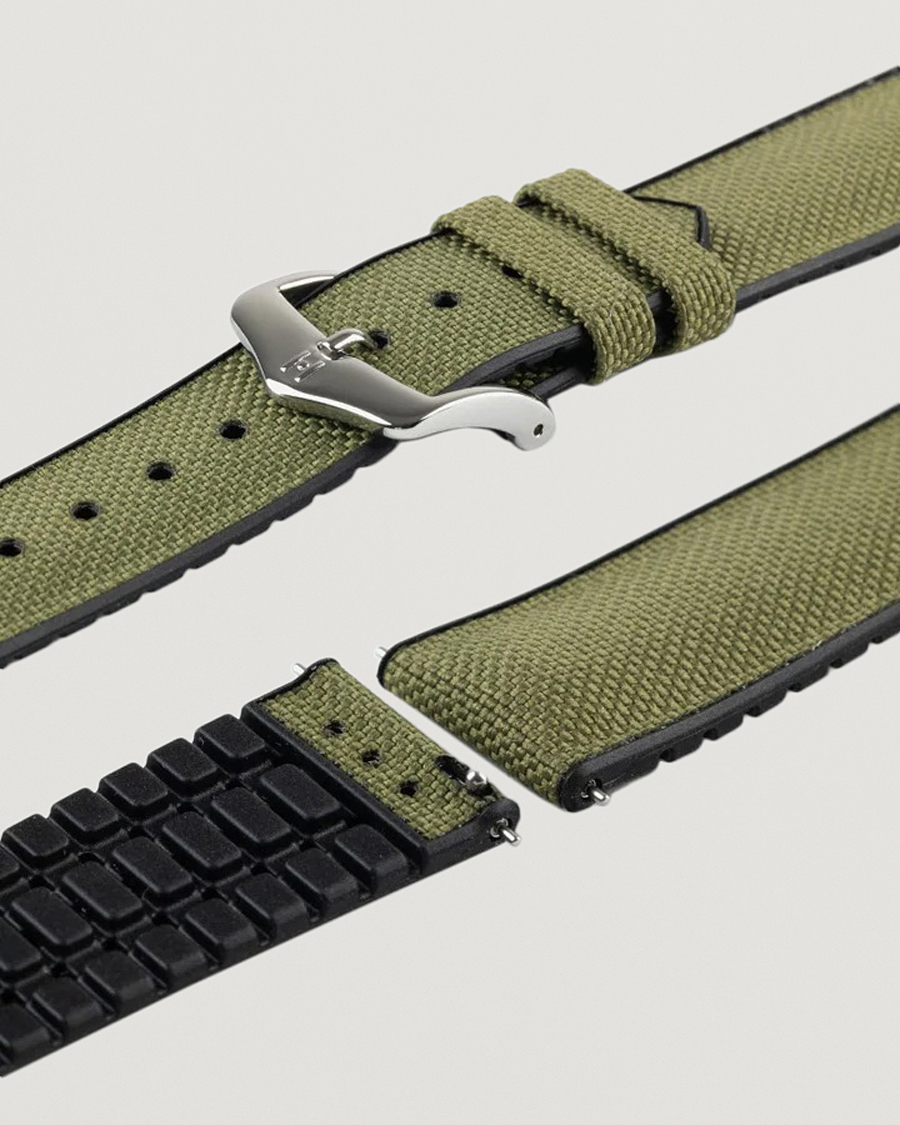 Herren | Uhrenarmband | HIRSCH | Arne Sailcloth Effect Performance Watch Strap Olive