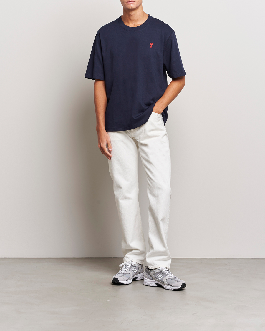 Herren | T-Shirts | AMI | Heart Logo T-Shirt Night Blue