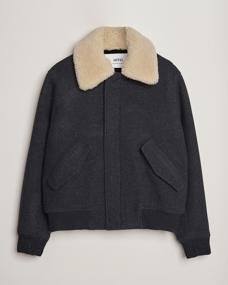 Herren | Jacken | AMI | Shearling Bomber Jacket Heather Grey