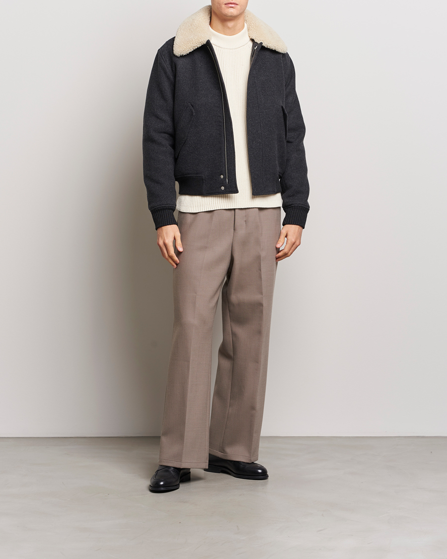 Herren | Jacken | AMI | Shearling Bomber Jacket Heather Grey