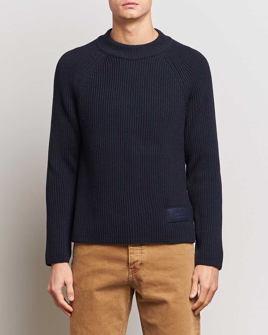 Herren | Pullover | AMI | Heavy Knitted Crew Neck Night Blue