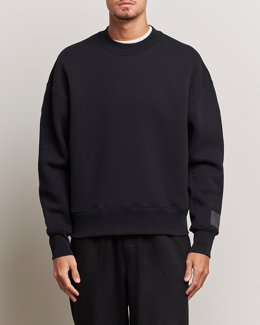 Herren | Pullover | AMI | Brushed Cotton Crew Neck Sweatshirt Black