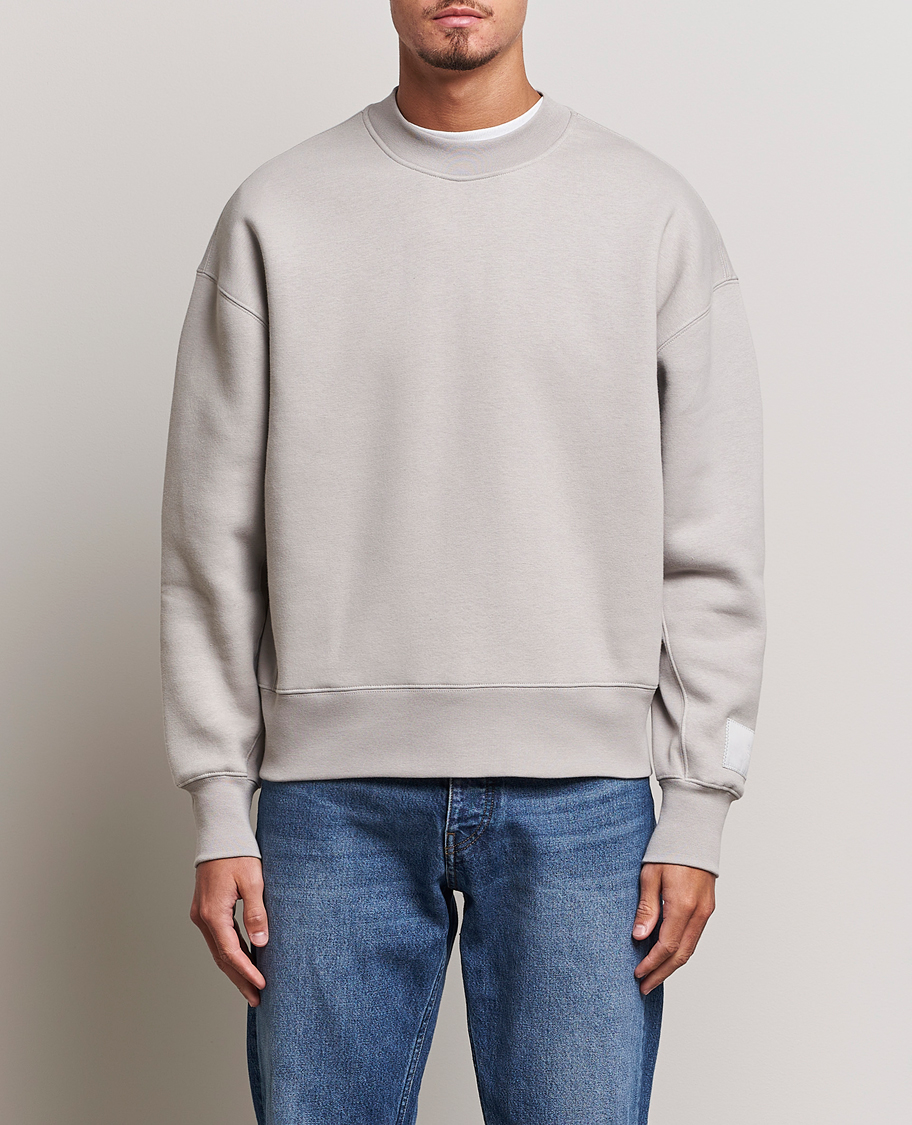 Herren | Pullover | AMI | Brushed Cotton Crew Neck Sweatshirt Pearl Grey