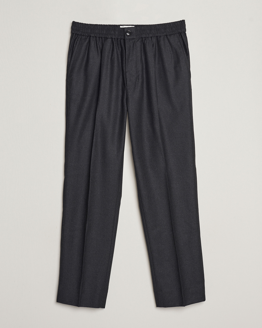 Herren | Hosen | AMI | Flannel Drawstring Trousers Heather Grey