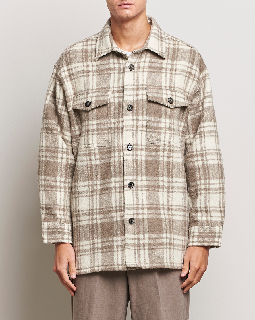 Herren | Hemden | AMI | Wool Maxi Checked Overshirt Ivory/Clay