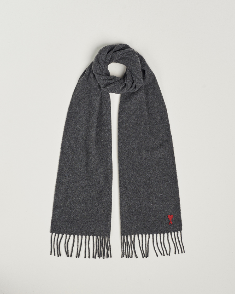 Herren | AMI Heart Logo Scarf Dark Grey | AMI | Heart Logo Scarf Dark Grey