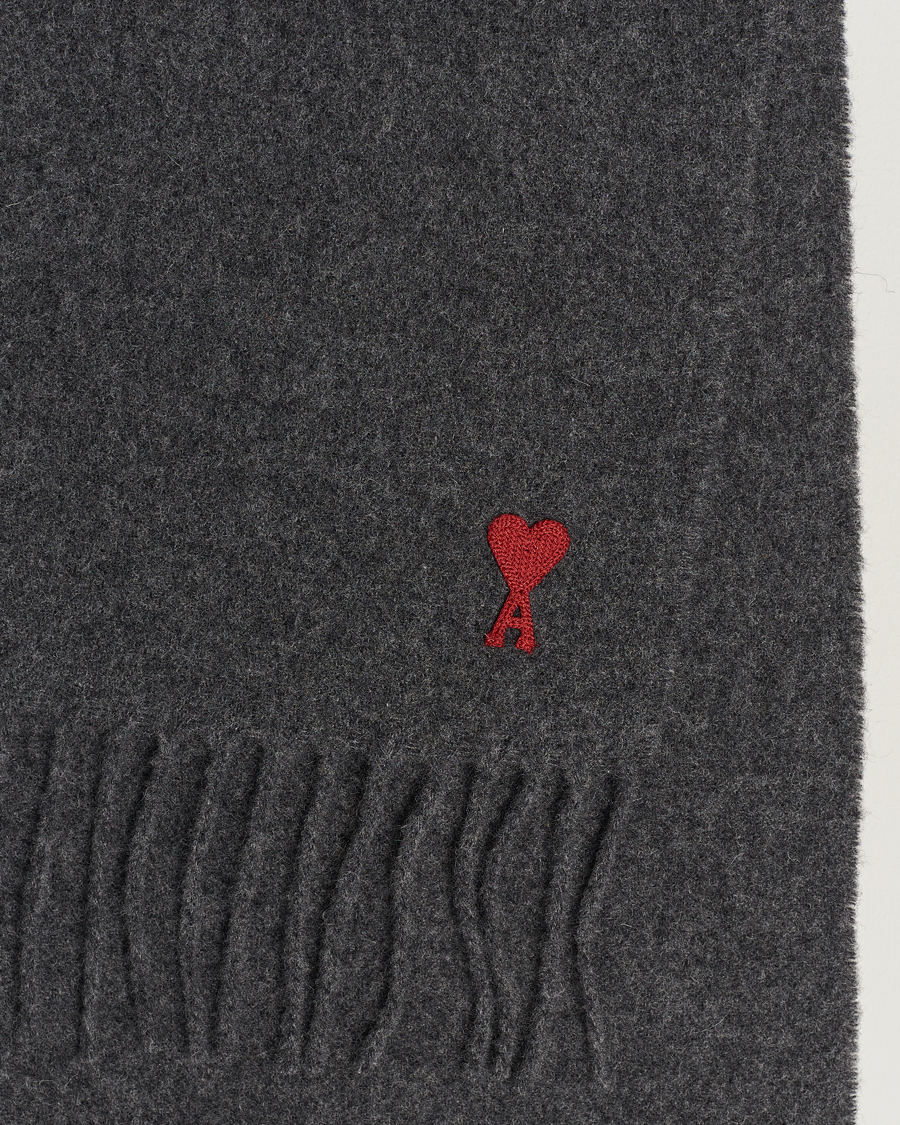 Herren | AMI Heart Logo Scarf Dark Grey | AMI | Heart Logo Scarf Dark Grey