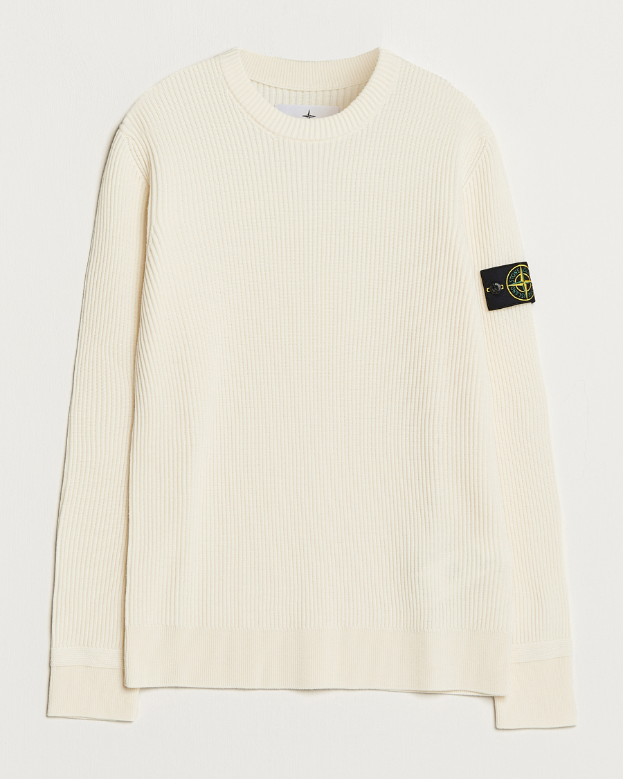 Herren | Pullover | Stone Island | Rib Knitted Wool Sweater Natural