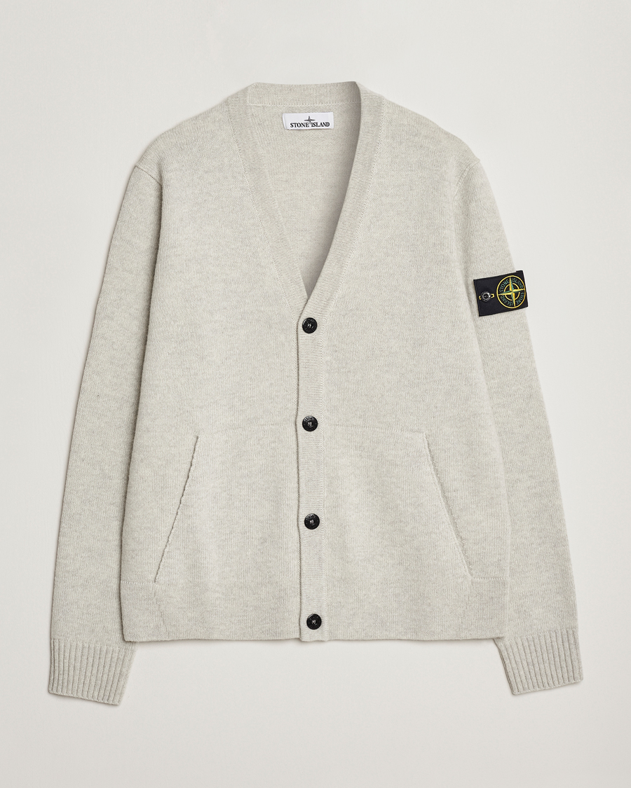 Herren | Pullover | Stone Island | Knitted Geelong Wool Cardigan Pearl Grey