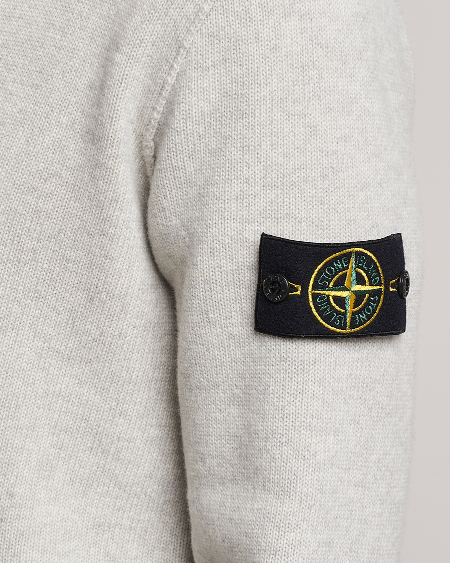 Herren | Pullover | Stone Island | Knitted Geelong Wool Cardigan Pearl Grey