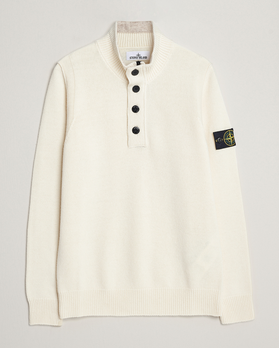 Herren | Pullover | Stone Island | Knitted Lambwool Half Button Zip Natural