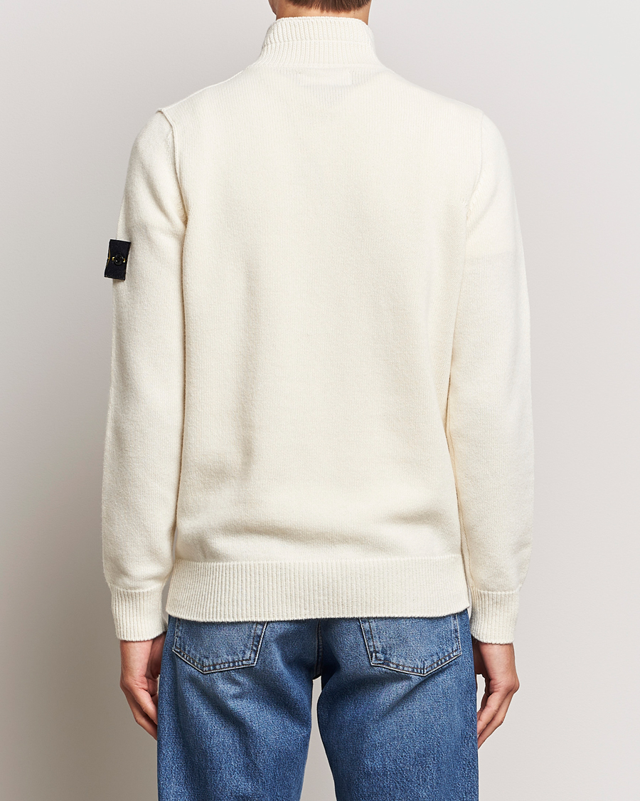 Herren | Pullover | Stone Island | Knitted Lambwool Half Button Zip Natural