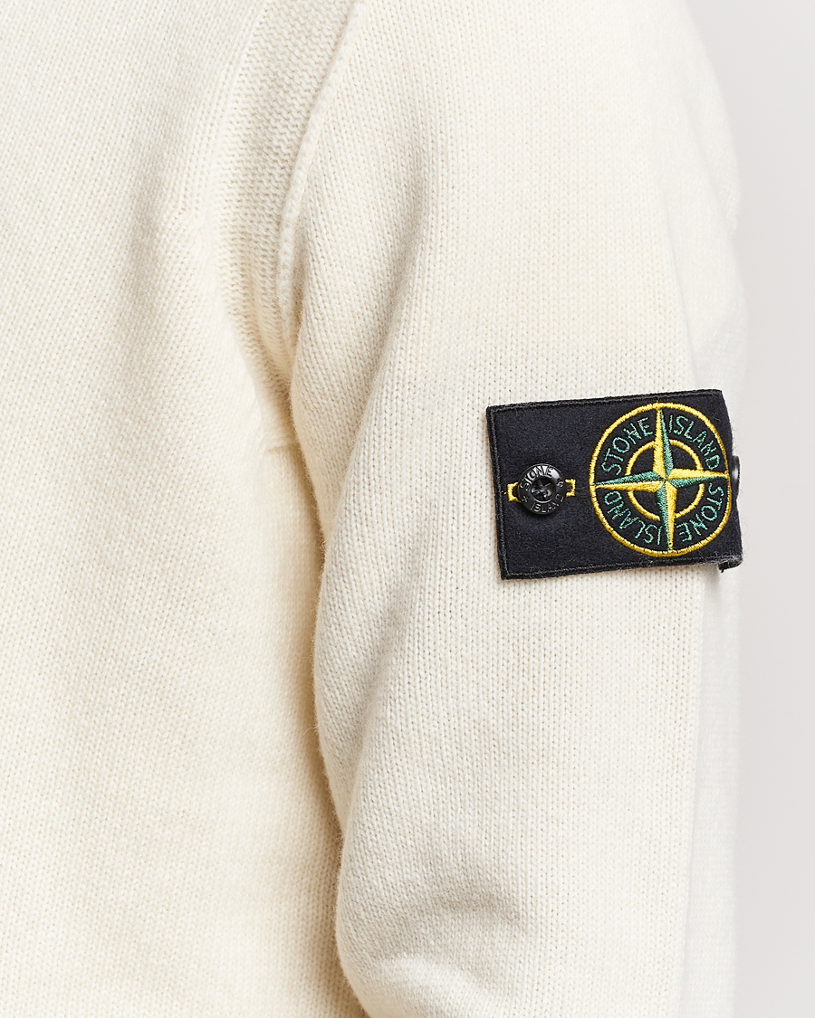 Herren | Pullover | Stone Island | Knitted Lambwool Half Button Zip Natural