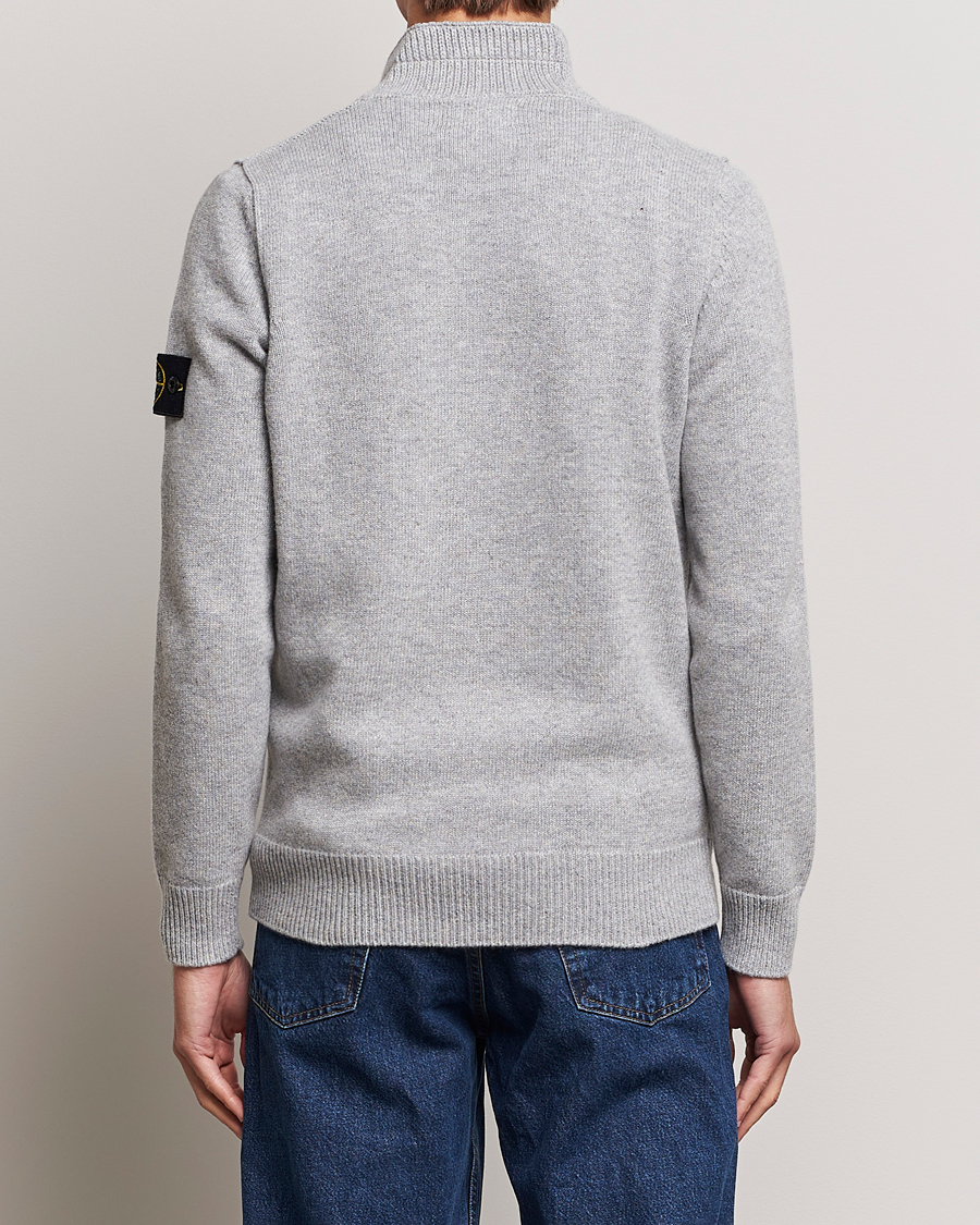 Herren | Pullover | Stone Island | Knitted Lambwool Half Button Zip Melange Grey