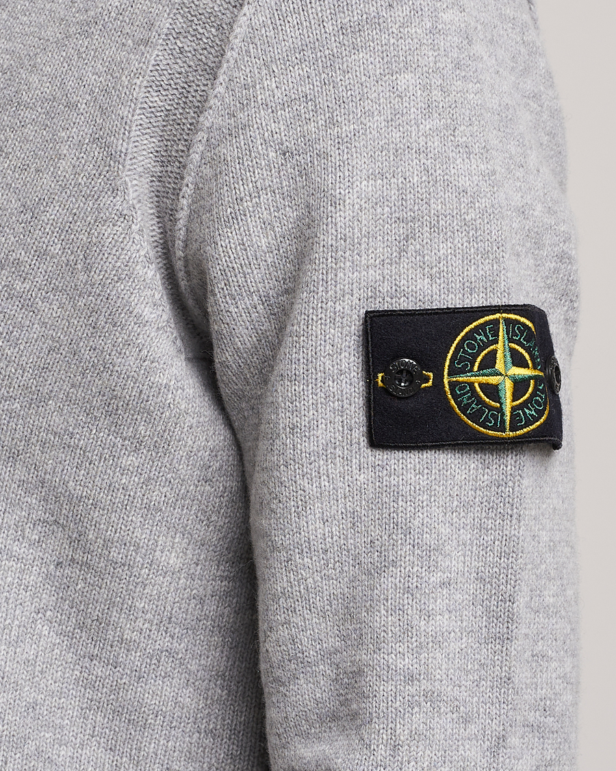 Herren | Pullover | Stone Island | Knitted Lambwool Half Button Zip Melange Grey