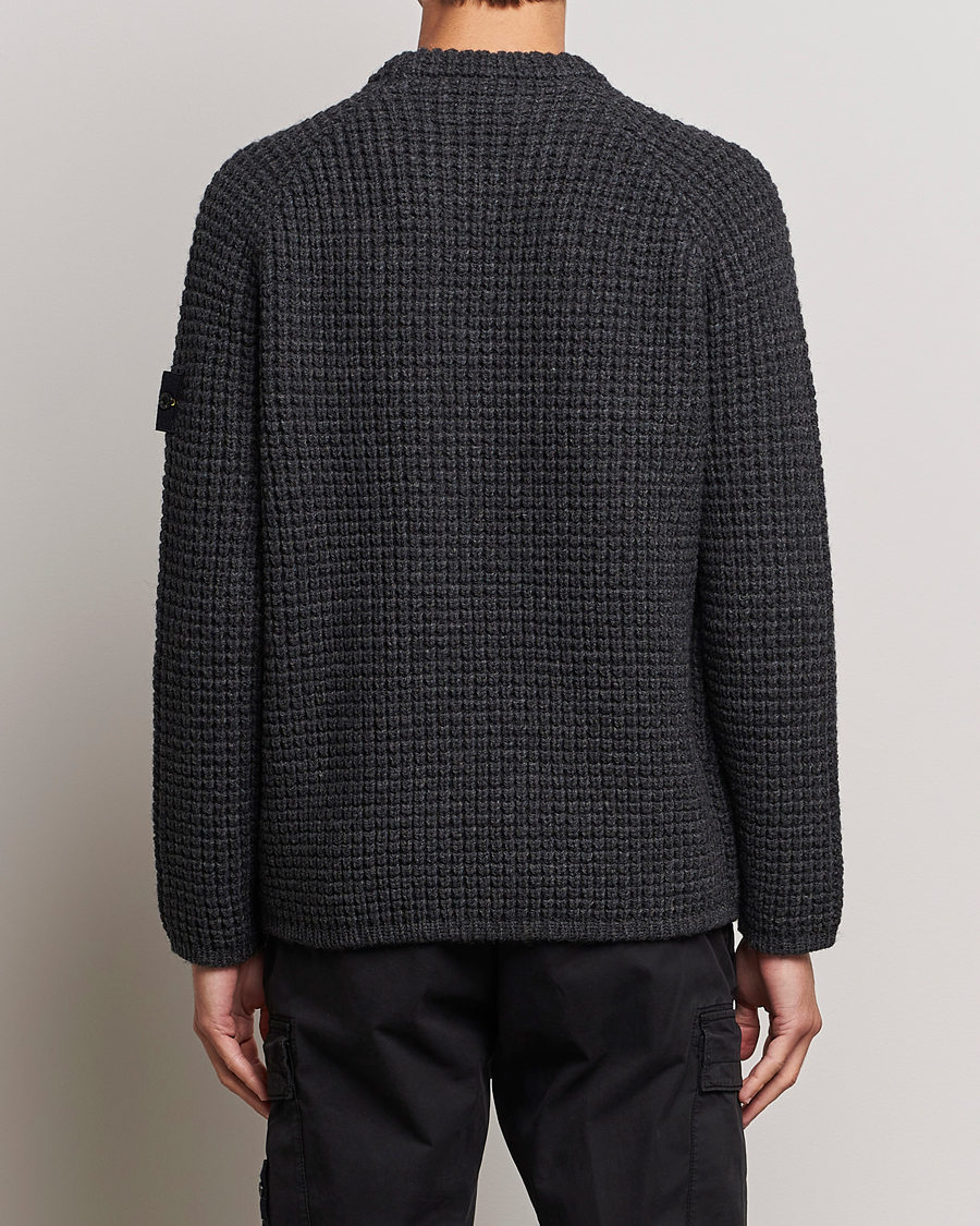 Herren | Pullover | Stone Island | Structured Knitted Pure Wool Sweater Melange Charcoal