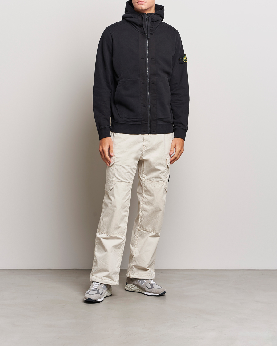 Herren | Pullover | Stone Island | Garment Dyed Fleece Hooded Full Zip Black