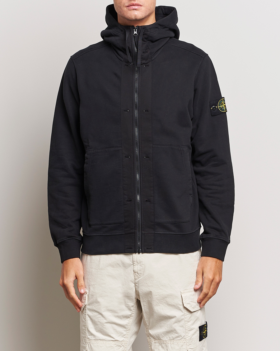 Herren | Pullover | Stone Island | Garment Dyed Fleece Hooded Full Zip Black