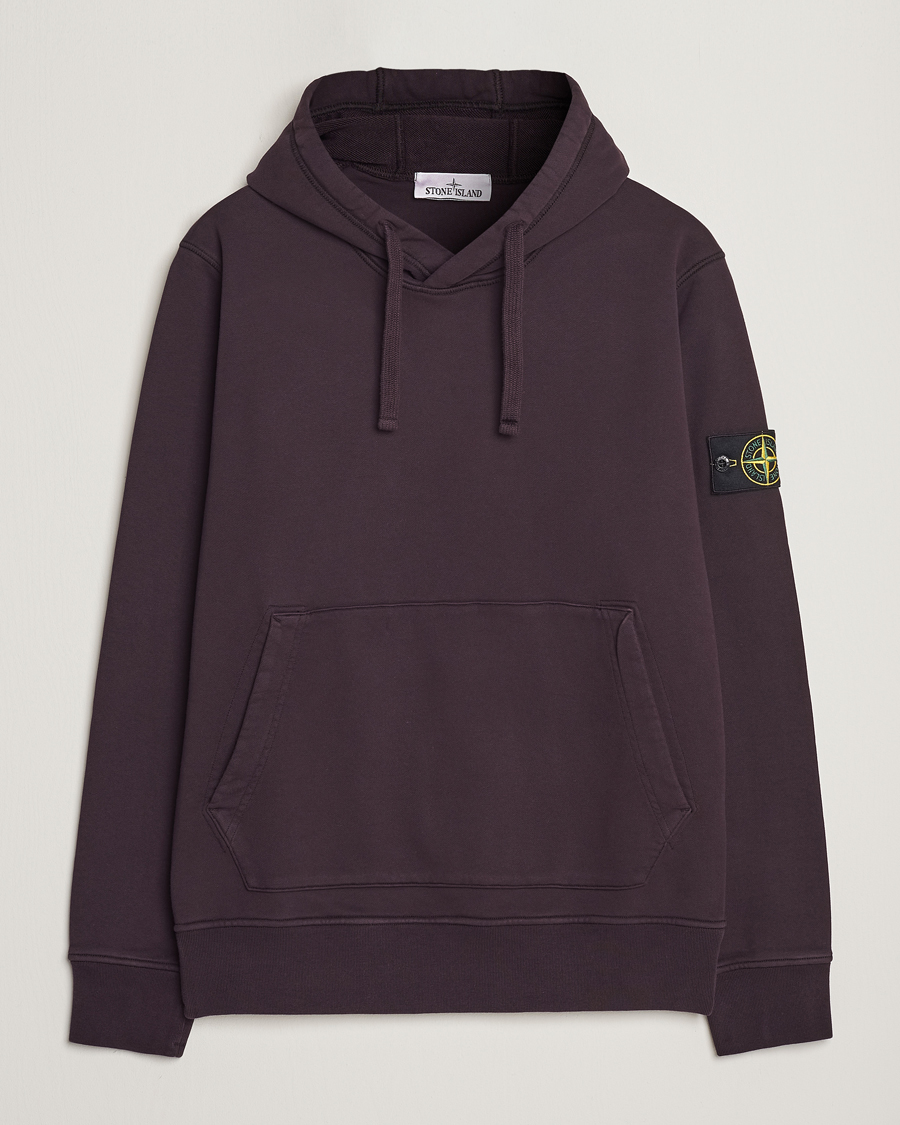 Herren | Pullover | Stone Island | Garment Dyed Fleece Hood Dark Burgundy