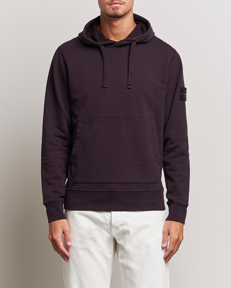 Herren | Pullover | Stone Island | Garment Dyed Fleece Hood Dark Burgundy