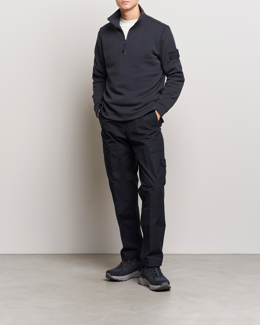 Herren | Pullover | Stone Island | Ghost Piece Wool Fleece  Half Zip Navy Blue