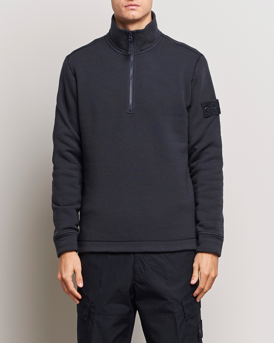 Herren | Pullover | Stone Island | Ghost Piece Wool Fleece  Half Zip Navy Blue
