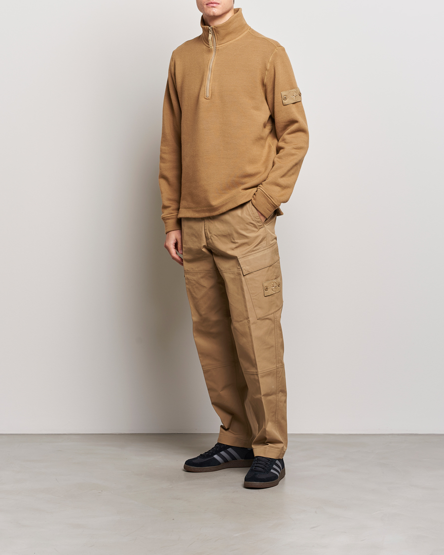 Herren | Pullover | Stone Island | Ghost Piece Wool Fleece Half Zip Dark Beige