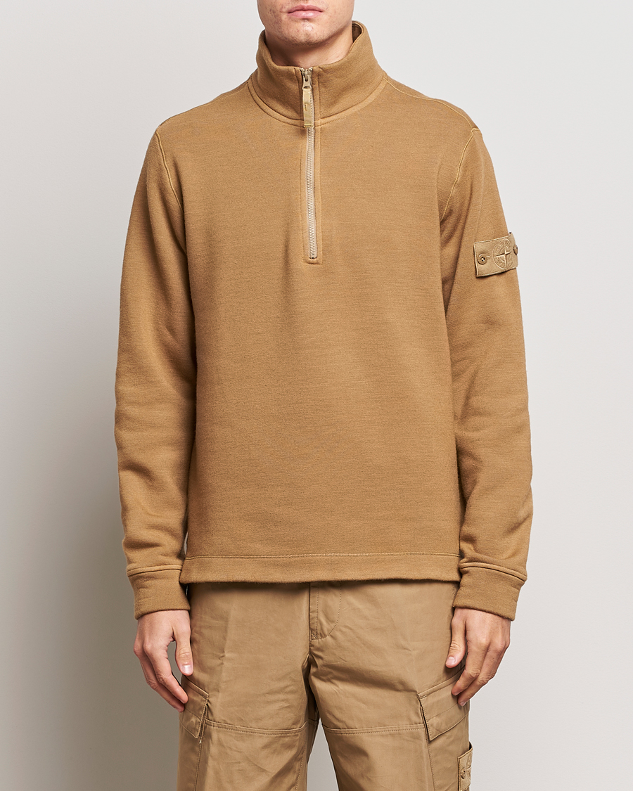 Herren | Pullover | Stone Island | Ghost Piece Wool Fleece Half Zip Dark Beige