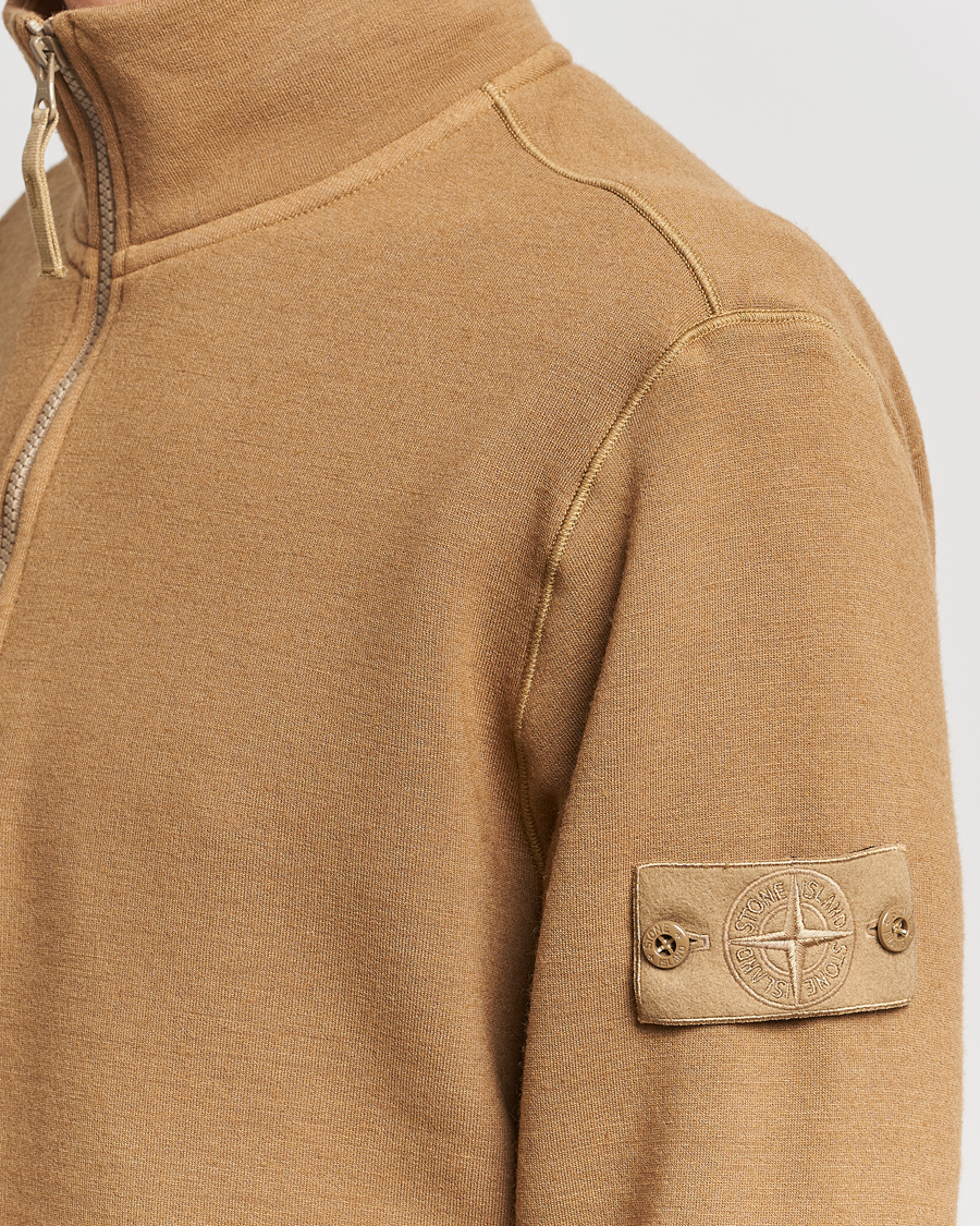 Herren | Pullover | Stone Island | Ghost Piece Wool Fleece Half Zip Dark Beige