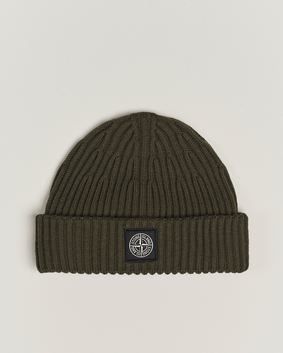 Herren | Stone Island Full Rib Wool Beanie Olive | Stone Island | Full Rib Wool Beanie Olive