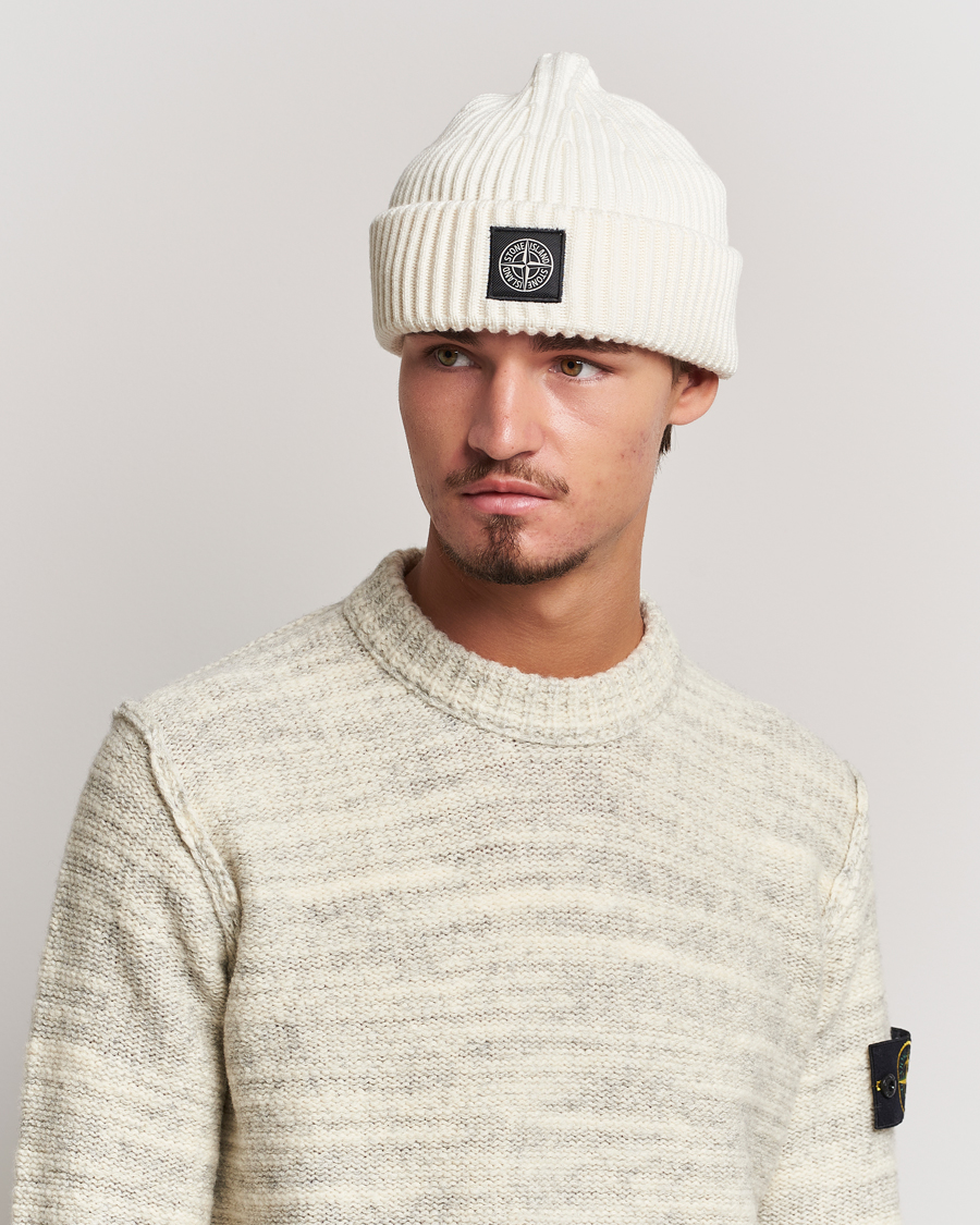 Herren | Stone Island Full Rib Wool Beanie Natural | Stone Island | Full Rib Wool Beanie Natural
