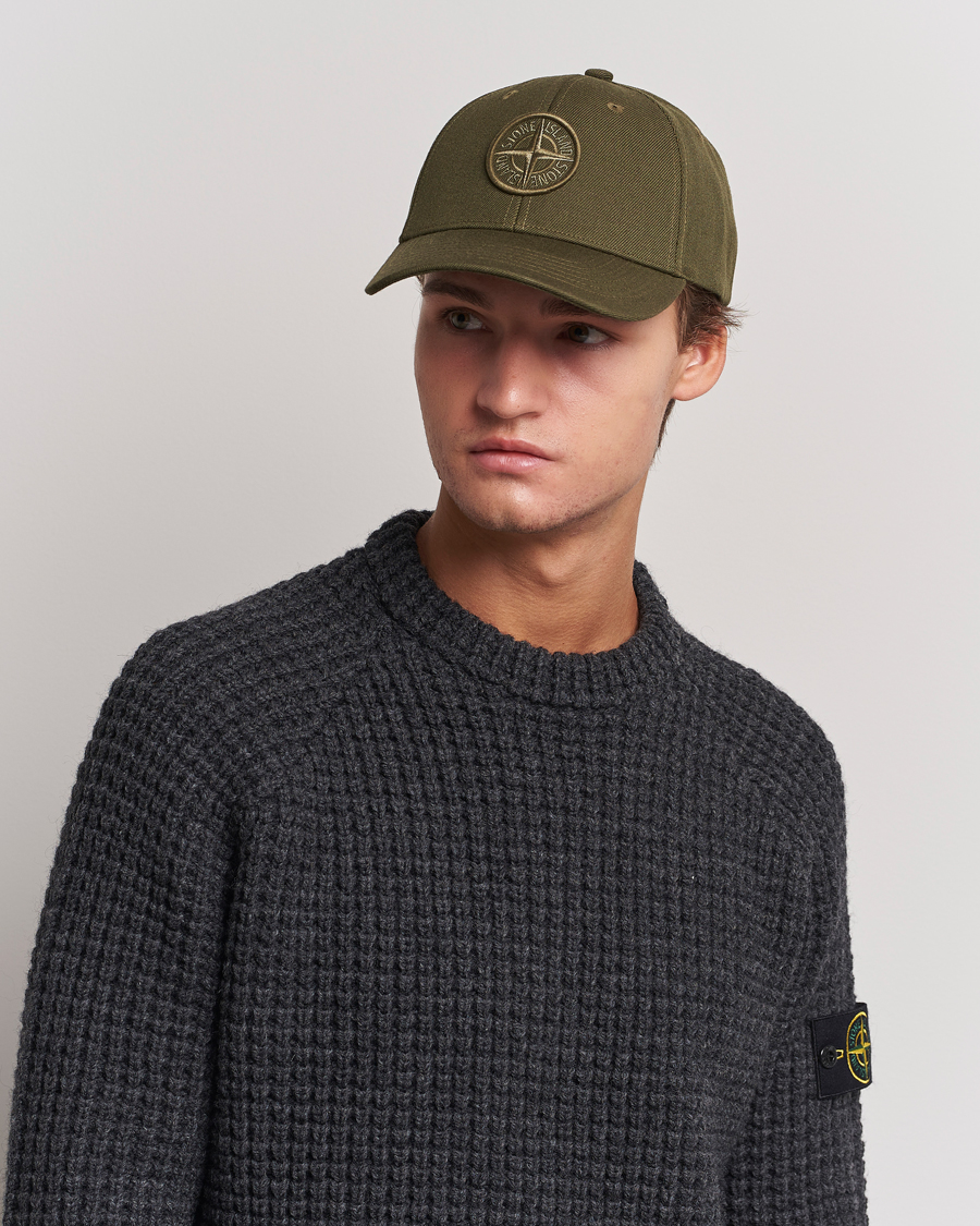 Herren | Stone Island Mix Wool Gabardine Cap Olive | Stone Island | Mix Wool Gabardine Cap Olive