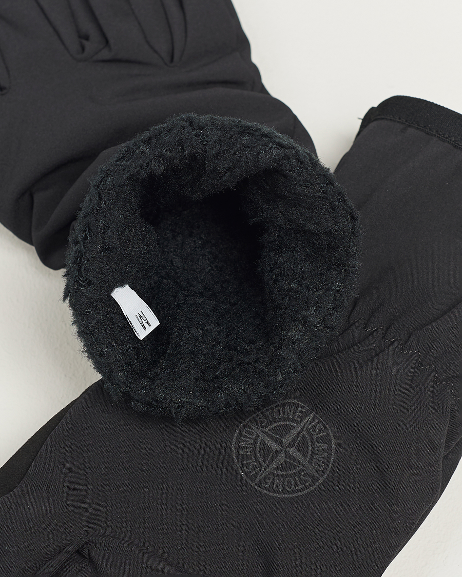 Herren | Stone Island Soft Shell-R_e Recycled Gloves Black | Stone Island | Soft Shell-R_e Recycled Gloves Black