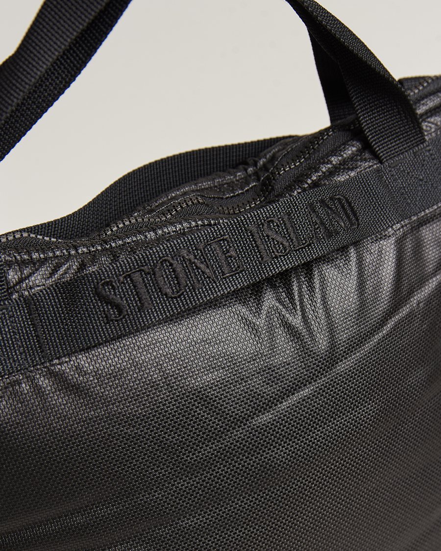 Herren | Stone Island Garment Dyed Mussola Gommata Canvas Tote Black | Stone Island | Garment Dyed Mussola Gommata Canvas Tote Black