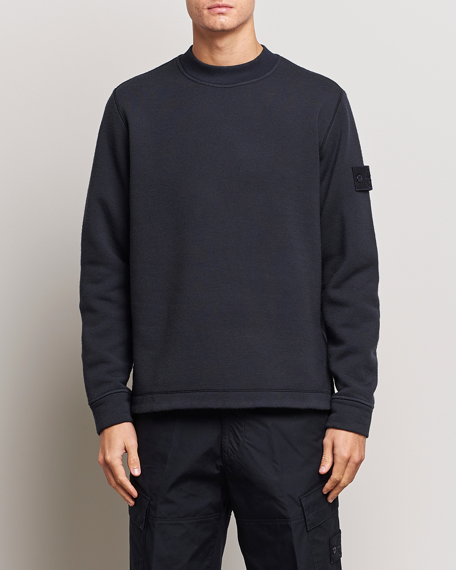 Herren | Pullover | Stone Island | Ghost Piece Wool Fleece Sweater Navy Blue