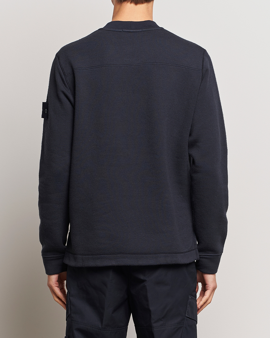 Herren | Pullover | Stone Island | Ghost Piece Wool Fleece Sweater Navy Blue