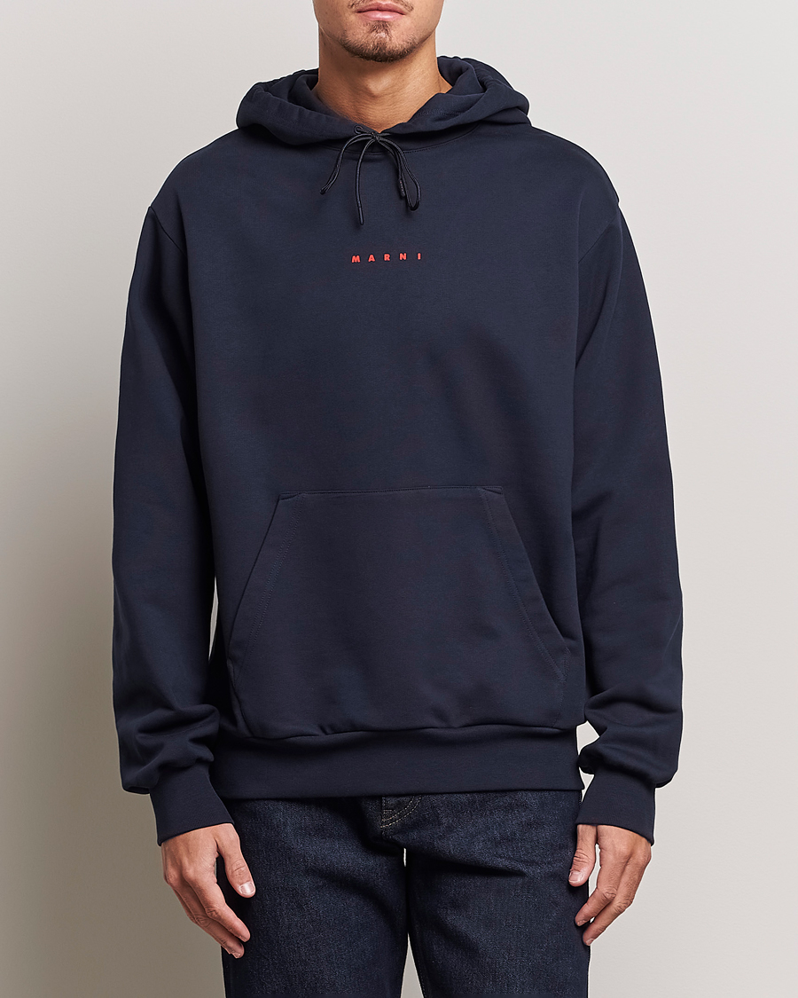 Herren | Pullover | Marni | Logo Applied Hoodie Navy