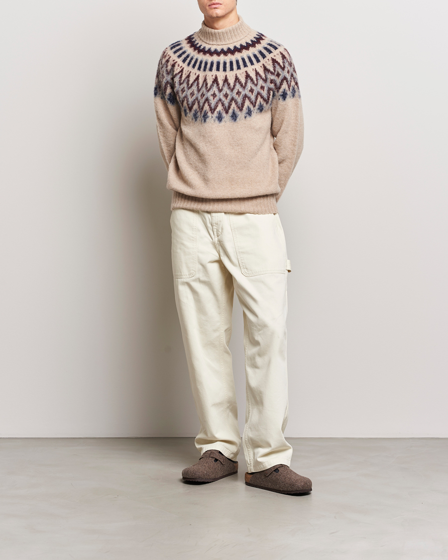 Herren | Pullover | Howlin' | Brushed Wool Fair Isle Roll Neck Biscuit